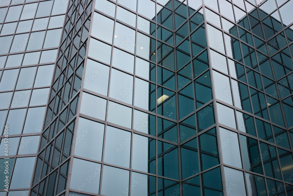 Poster abstract pattern of the office building windows.