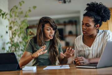 Adult african-american, listening to her junior