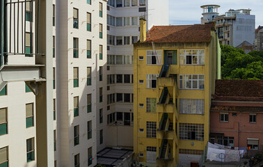 These are old apartment buildings in Lisboa,Portugal.