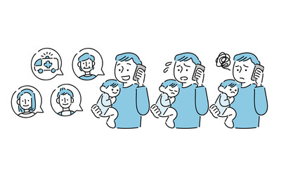 子供を抱っこしてスマホから電話をかける父親
