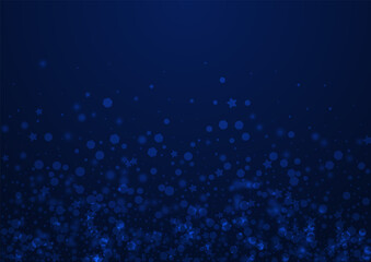 Glow Snow Vector Blue Background. Silver Glitter