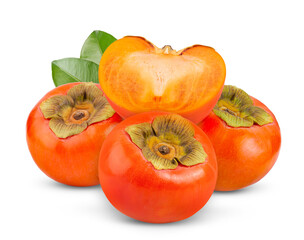 Ripe persimmons isolated on white background