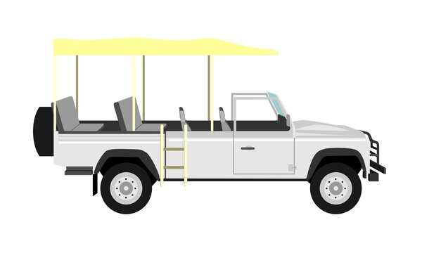 White safari jeep car vector illustration
