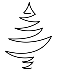 Christmas tree. Sketch. Spruce in one line. Fir tree icon. Vector icon. Isolated white background. Happy new year and merry christmas. Idea for web design.