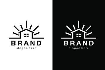 Sun and home with black and white color. Very suitable various business purposes also for symbol, logo, company name, brand name, icon and etc.