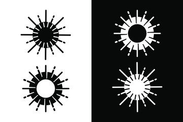 Sun vector concept black and white. Very suitable various business purposes also for symbol, pattern design, background, icon and many more.