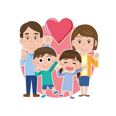 仲の良い家族のイラスト