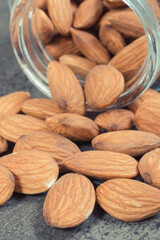 Almonds as source vitamins and minerals. Healthy eating
