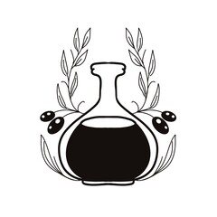 Isolated a bottle of fresh extra virgin olive oil on white background 