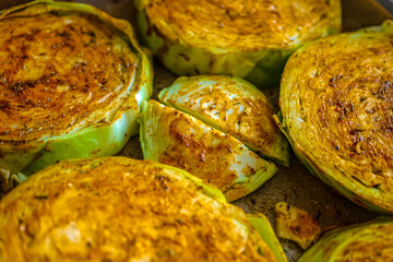 Oven baked white cabbage in spices