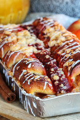 Traditional Christmas strudel stuffed with apples.