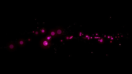 purple flying particles on a black background. dark abstract background with purple glowing particles 8k