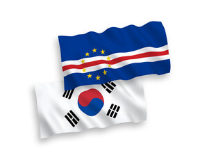 Flags of South Korea and Republic of Cabo Verde on a white background