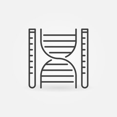 DNA with Test Tubes outline vector concept icon or sign
