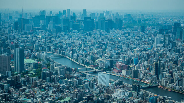 Aerial view of Tokyo Japan