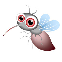 Illustration of the mosquito insect isolated. Character in cartoon style