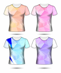  t-shirt templates abstract geometric collection of different colors polygonal mosaic