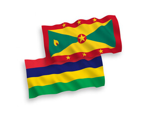 Flags of Grenada and Republic of Mauritius on a white background