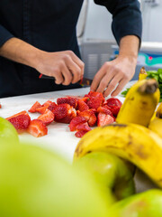 manufacture of artisan ice cream with fruit