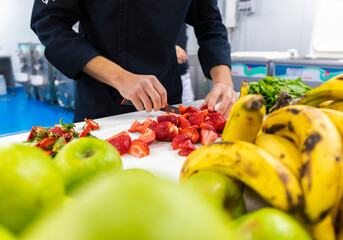 manufacture of artisan ice cream with fruit