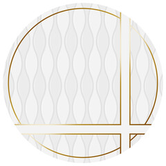 円形のフレーム　ホワイト＆ゴールド　立涌柄キルティングにリボンの装飾