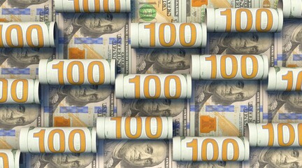 Hintergrund aus aufgerollten US Dollarscheinen