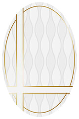 楕円形のフレーム　ホワイト＆ゴールド　立涌柄キルティングにリボンの装飾　縦位置