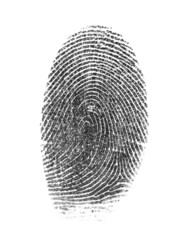 Black fingerprint made with ink on white background