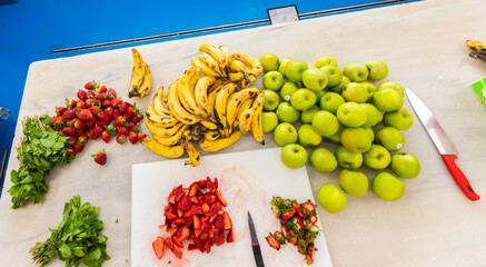 manufacture of artisan ice cream with fruit