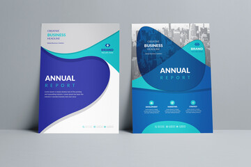 Blue Green Annual Report Catalog Cover Design Template adept to any Project such as flyer, brochure, poster, magazine, booklet, cover, web banner, etc.