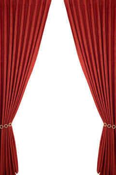 A beautiful curtain with a catch. Isolated white background.