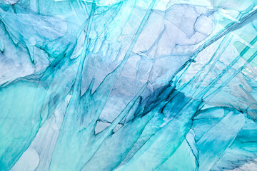 Abstract navy blue ocean sea sky watercolor background. indigo paint stains and spots, water waves,...