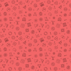 Science and Math - STEM learning vector red seamless pattern