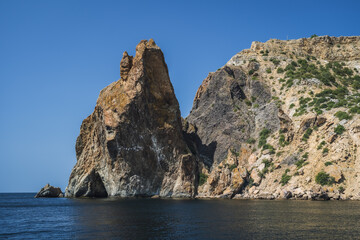 Fototapeta na wymiar Volcanic rocks of Cape Fiolent, Sevastopol Crimea