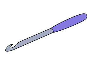Crochet hook - vector full color illustration. The hook is a handicraft tool. Knitting tool.