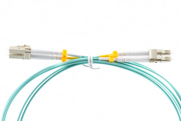 Duplex fiber optical patchcord cable type LC on white background
