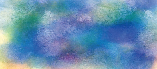 watercolor art abstract background violet wight blue bright wet wash blurred textured decoration . Blue green and white watercolor background painting with cloudy distressed texture and marbled grunge