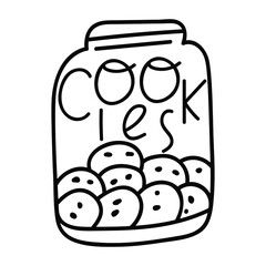Cookies jar outline icon. Vector illustration on white background. 