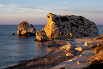 Panorama at the stone of Aphrodite. Petra Tou Romiou, Paphos, Cyprus