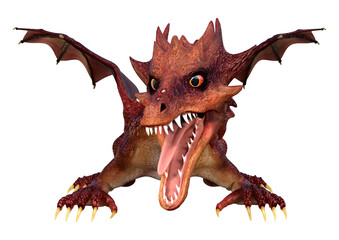 3D Rendering Fairy Tale Dragon on White