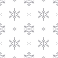 Naklejka na ściany i meble Seamless pattern of gray snowflakes on a white background