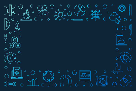 STEM vector modern horizontal blue frame or illustration