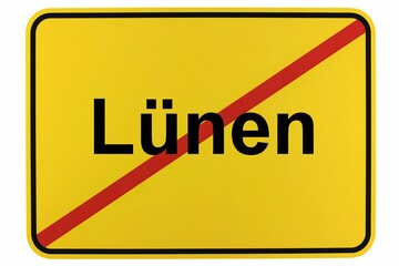 Illustration eines Stadtausgangsschildes der Stadt Lünen