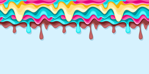 Bright ice cream glaze seamless pattern, vector illustration. Texture for fabric, wrapping, wallpaper. Decorative print.