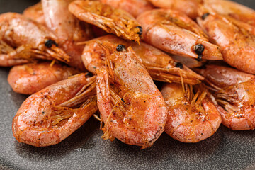 Closeup on fried shrimp beer snack texture background