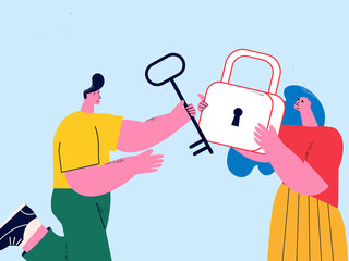 Online security, data protection, internet and cyber security, secure internet browsing flat vector illustration design for mobile and web graphics	
