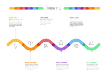 Infographic Company Milestones curved thick line Timeline Template