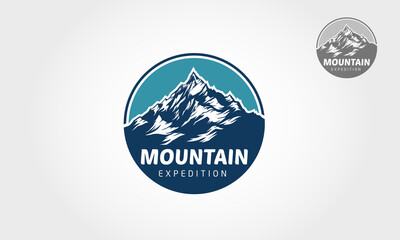 Mountain Expedition Vector Logo Template. The main symbol of the logo is mountain, this logo symbolizes a nature, cold, clean, peace, and calm, this logo also look modern, sporty, simple and young.