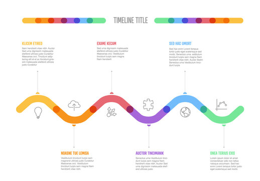 Infographic Company Milestones curved thick line Timeline Template