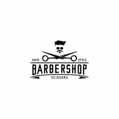 barbershop logo illustration vector, scissors vector
